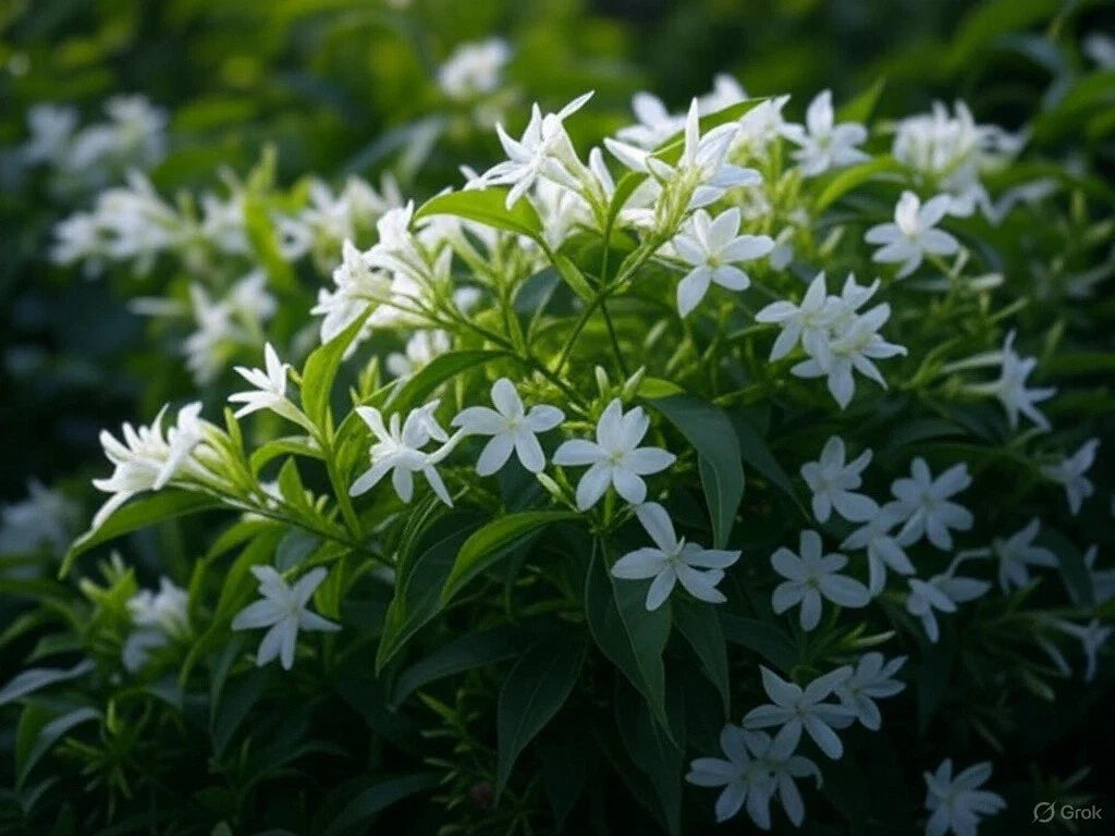 Star Jasmine Plant - 1 Rooted Stem - Fragrant Climbing Vine - Trachelospermum jasminoides - Ideal for Gardens & Espalier