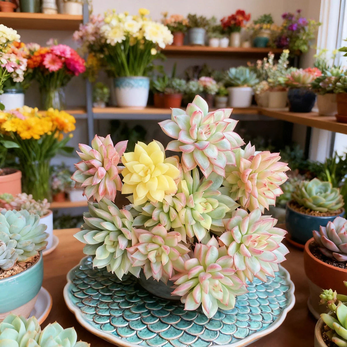 Echeveria Mebina Variegata Succulent Plant - Rare Hybrid, Bare Root, Echeveria spp., Easy Care, Colorful Variegation