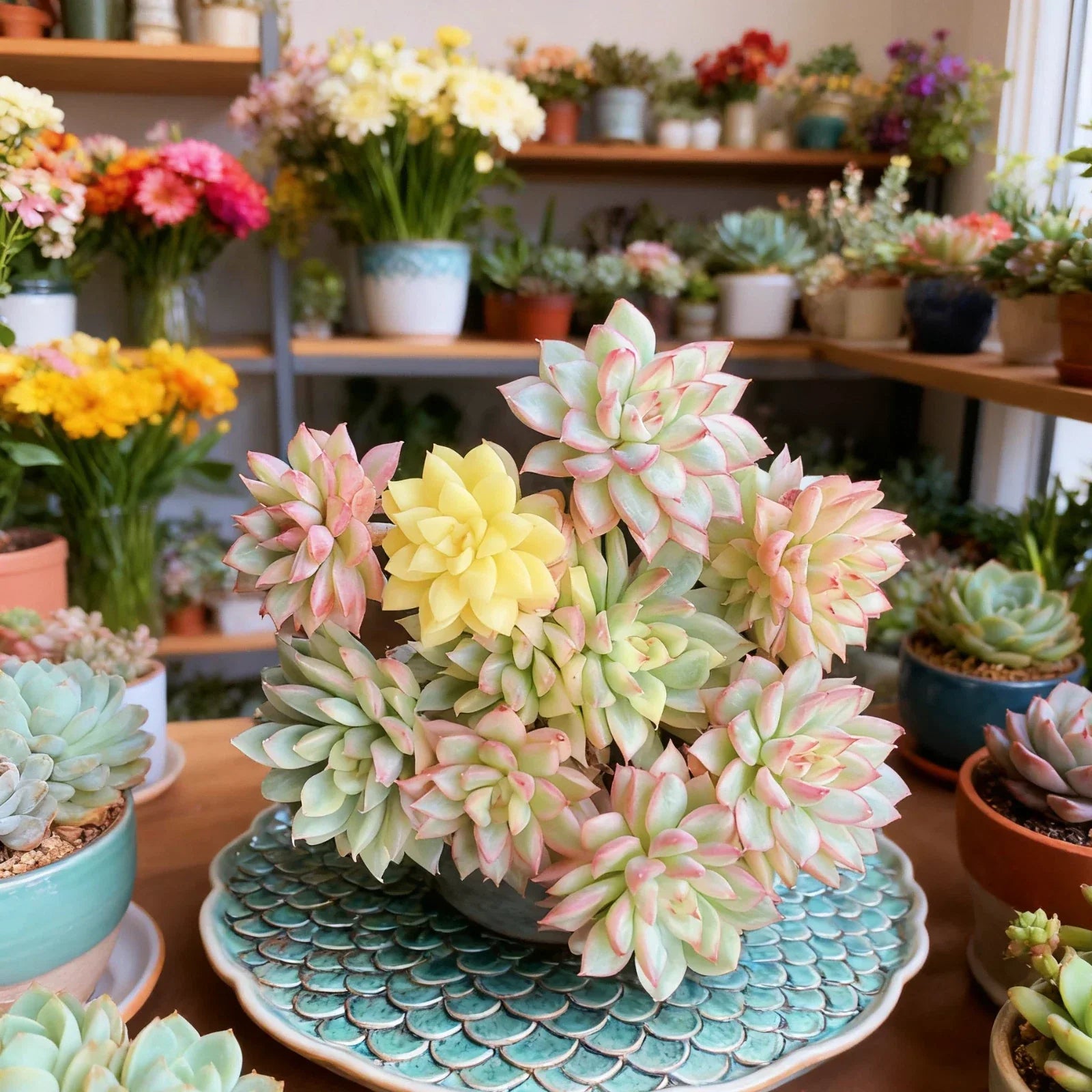 Echeveria Mebina Variegata Succulent Plant - Rare Hybrid, Bare Root, Echeveria spp., Easy Care, Colorful Variegation