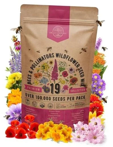 Wildflower Seed Mix | 19 Varieties | Colorful Native Blooms | Eco-Friendly Garden Seeds | Non-GMO Wildflowers