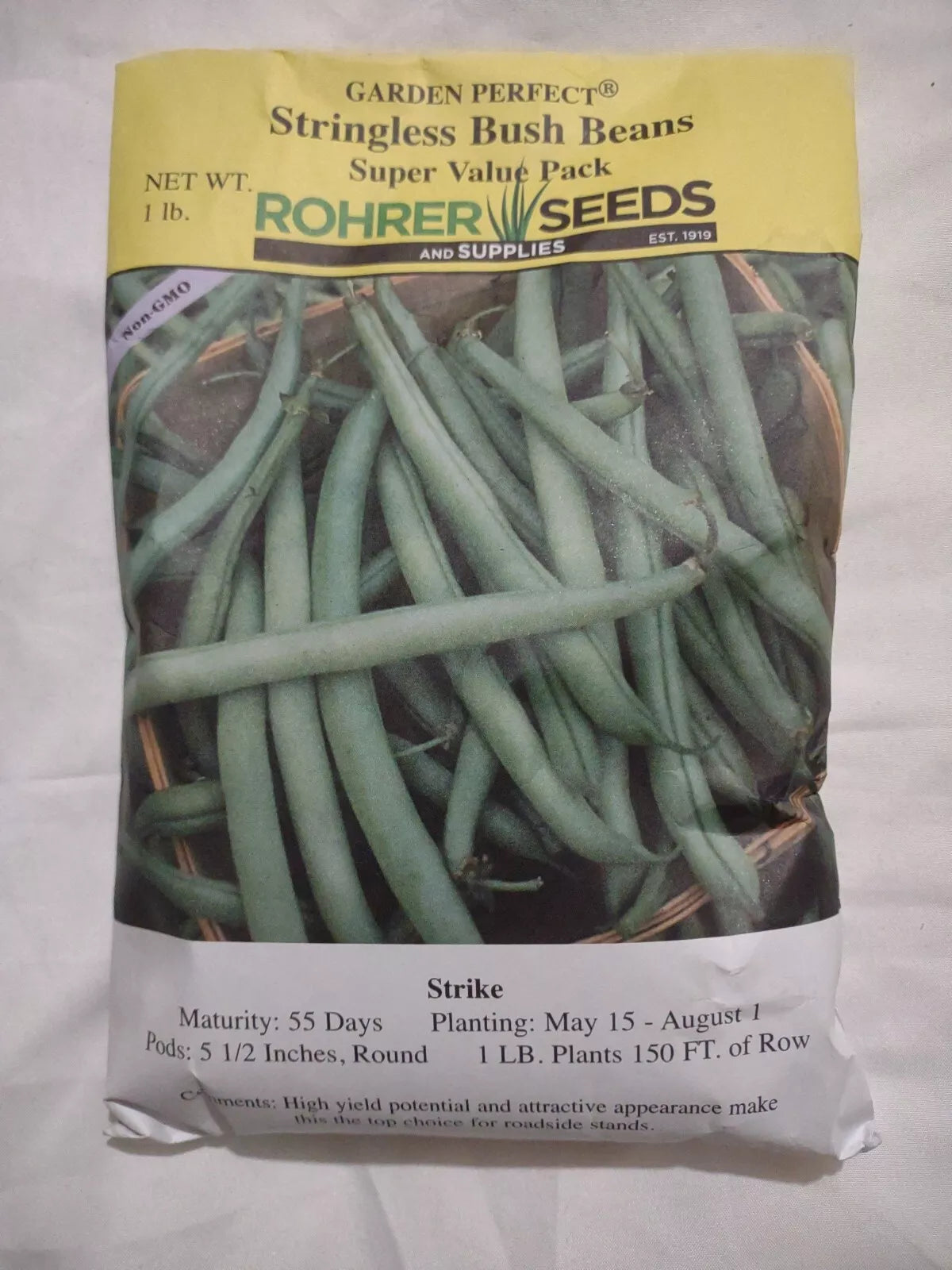 Stringless Bush Beans Seeds 1lb Strike Variety - Phaseolus vulgaris - Easy to Grow, Tender Green Beans for Garden