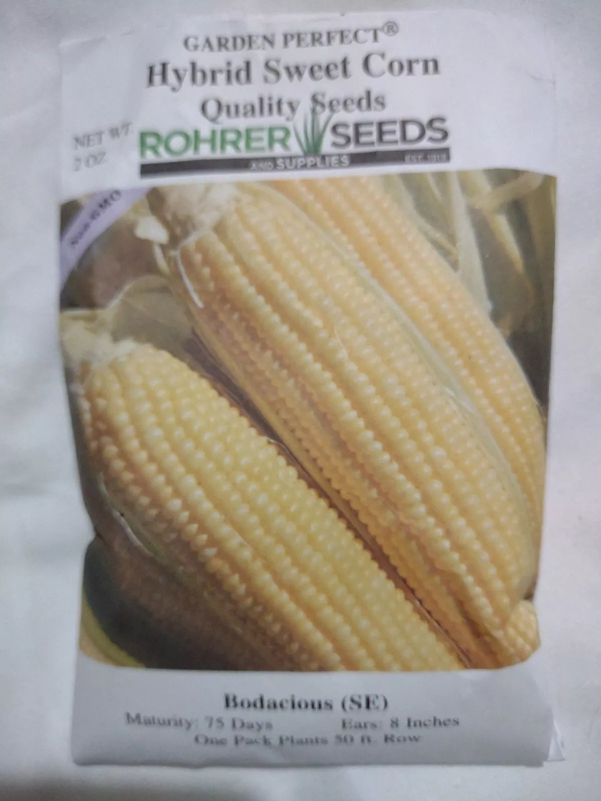 Hybrid Sweet Corn Seeds 2oz Bodacious SE Non-GMO Zea mays - Sweet Yellow Kernels, 75 Days Maturity for Home Gardens