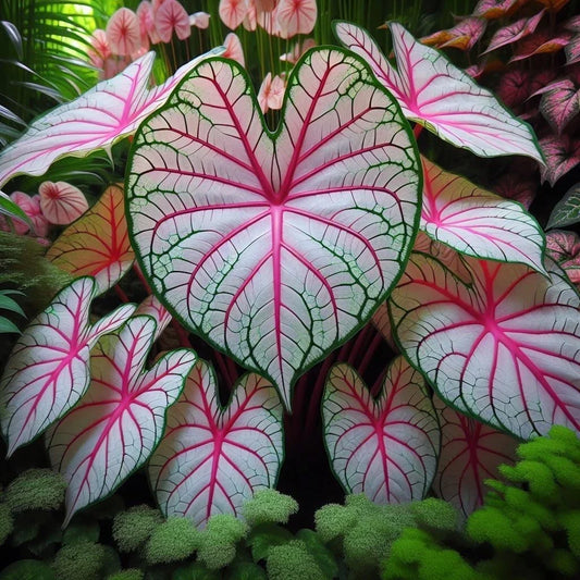Fiesta Caladium Bulbs for Planting - 2 Bulbs - Perennial Hosta - Colorful Foliage - Tropical Garden Decor