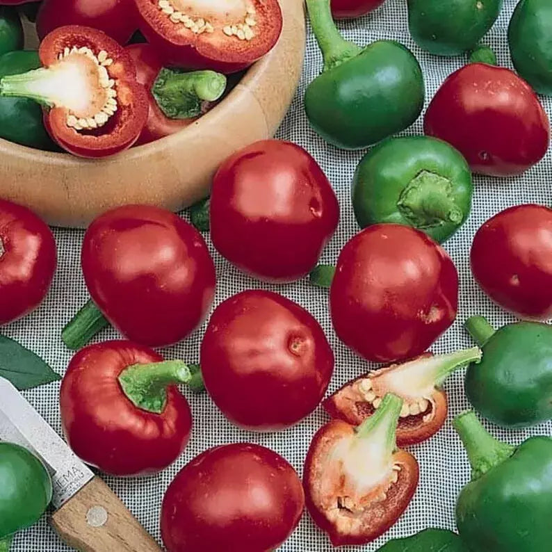 Red Cherry Hot Pepper Seeds - 30+ Count - Heirloom Organic NON-GMO - Capsicum annuum - Vibrant Spicy Flavor for Gardening