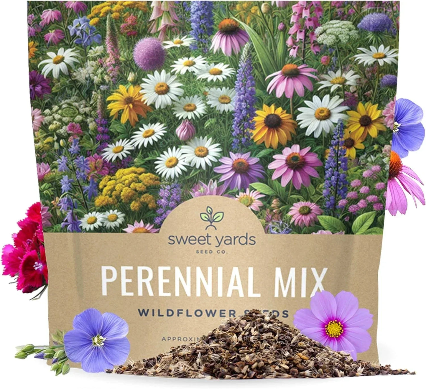 Perennial Wildflower Seeds Mixture 1 Ounce Pouch, Mixed Colors, Native Wildflowers for Garden, Various Species