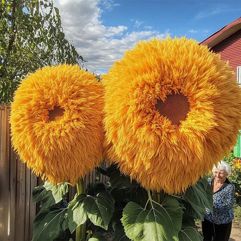Giant Teddy Bear Sunflower Seeds 50pcs - Yellow Fluffy Double Blooms - Helianthus annuus - Non-GMO Garden Flowers