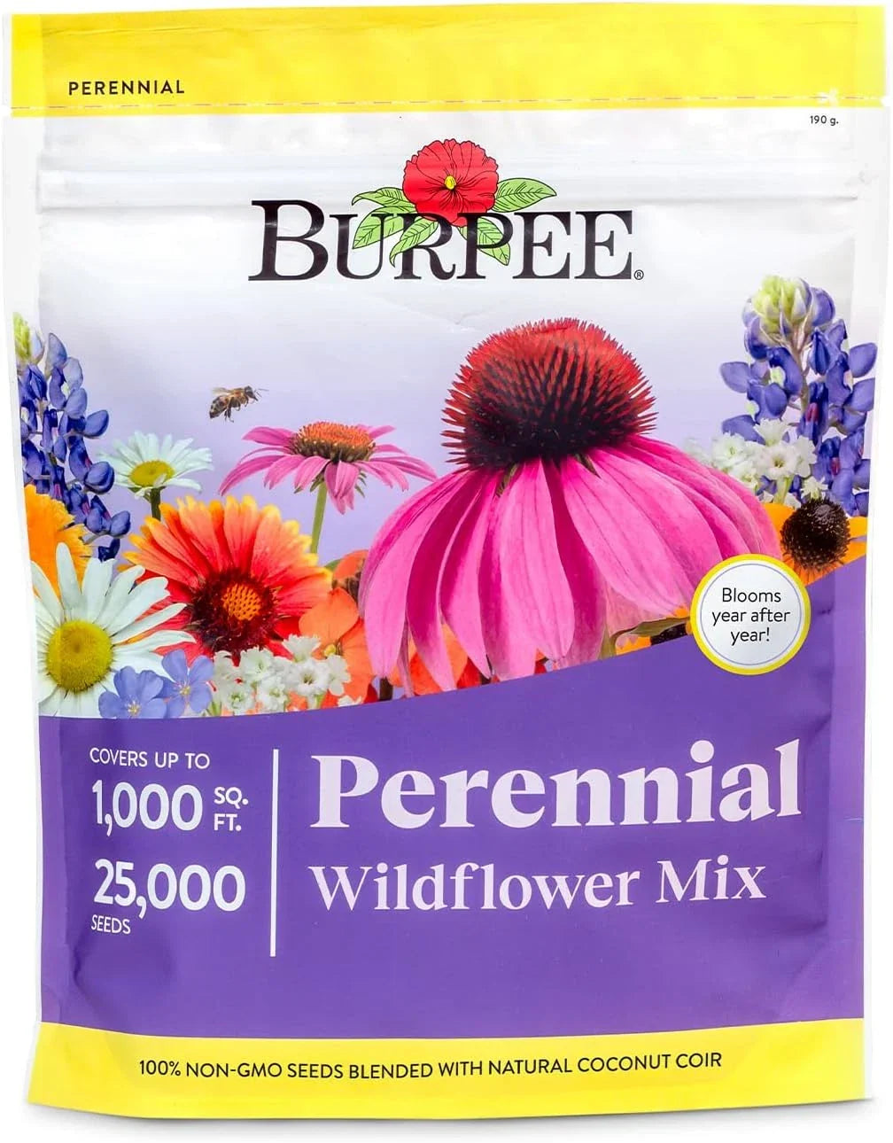 Wildflower Seeds Bulk 25,000 Count | Non-GMO Pollinator Flower Mix | 18 Varieties | Various Species for Eco-Friendly Gardening