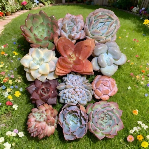Mixed Succulent Plants Assortment 12 pcs - Bare Root Soilless Variety - Echeveria, Sedum, Haworthia - Ideal for Home Decor