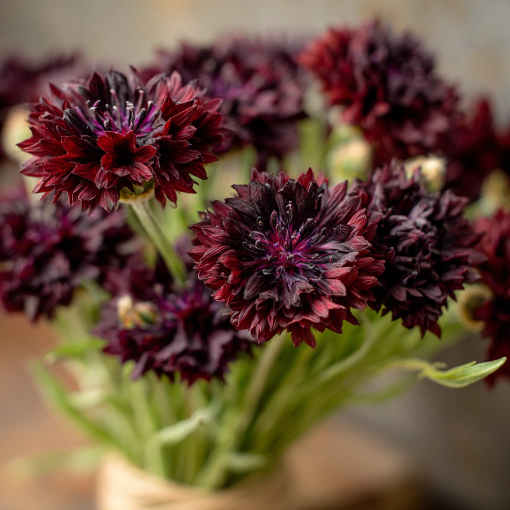 Black Cornflower Seeds - 100 Count - Edible Flower Garnish - Centaurea Cyanus - Dark Purple Ornamental Blooms for Gardens