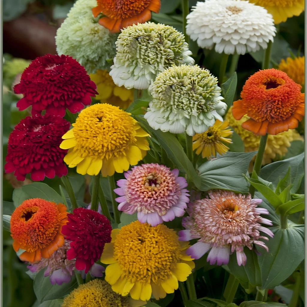 Crested Petal Zinnia Seeds 25 Count - Ruffled Crown Blooms, Annual Flower, Zinnia elegans, Colorful Garden Plant