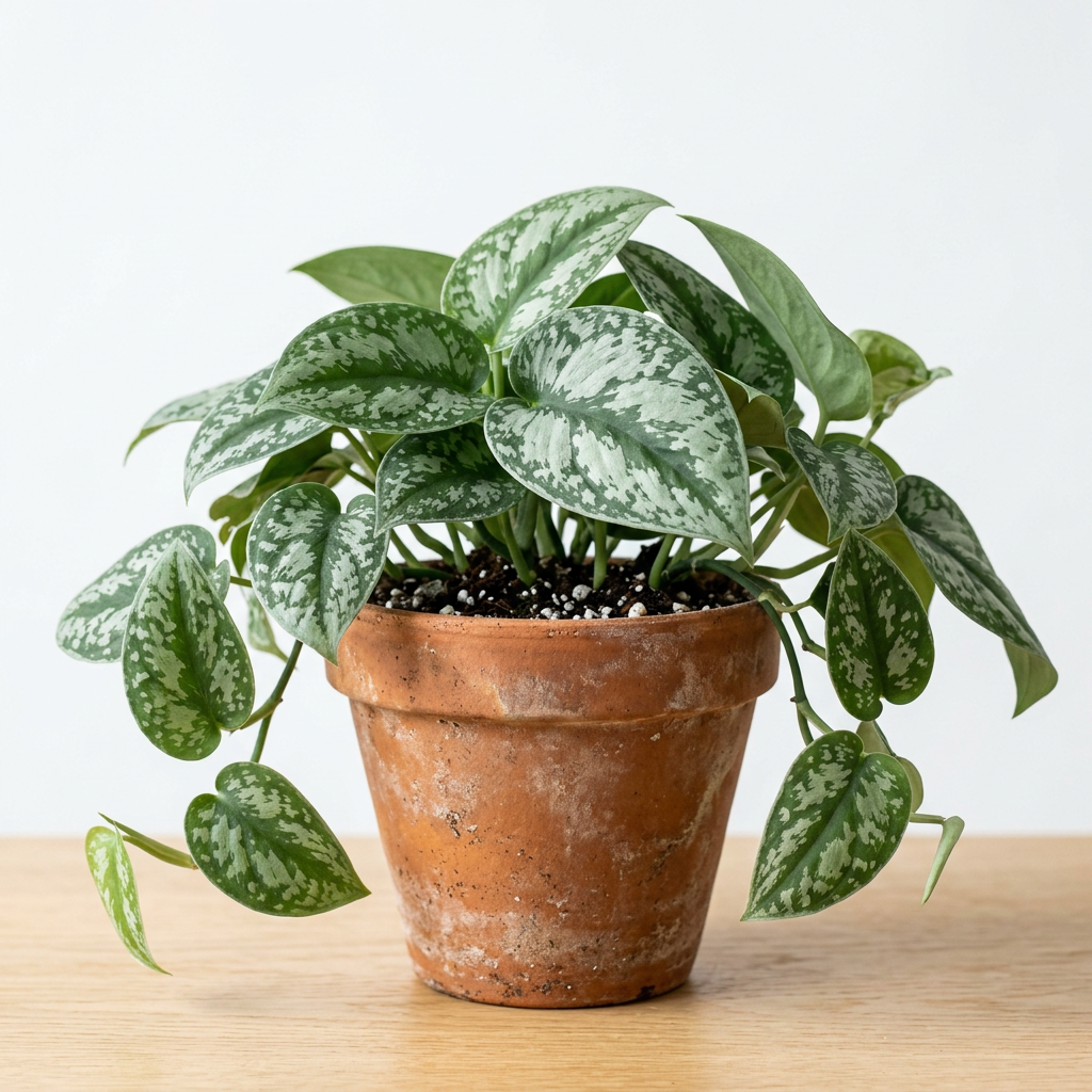 Silver Splash Scindapsus Plant 4" Pot Rare Silver Satin Pothos Live Houseplant Cutting