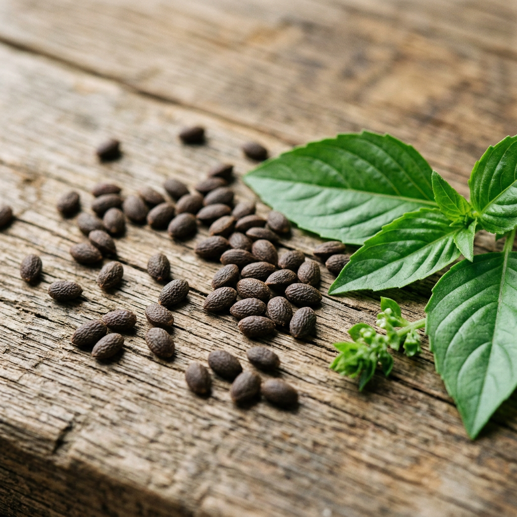 Thai Sweet Large Leaf Basil Seeds 50+ | Ocimum basilicum var. thyrsiflora Herb, Annual, High Yielding, Culinary, Live Plant, Cutting, Starter Plant